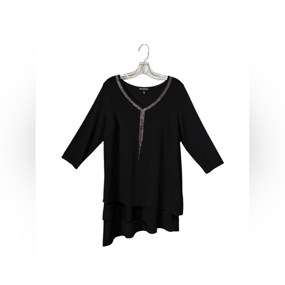 Picadilly, Chic Black Tunic With Rhinestone Detail, Large - Picture 6 of 8